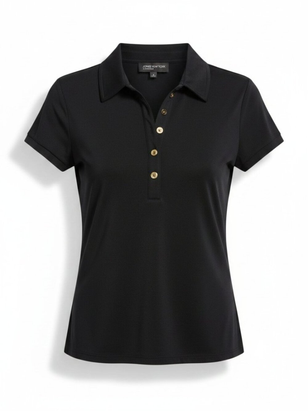 Jones New York Blue Short-Sleeve Polo with Gold-Tone Buttons